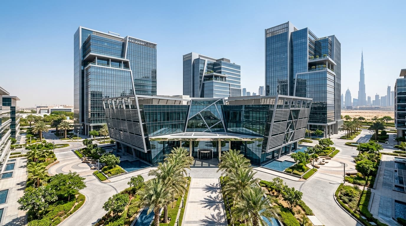 Modern UAE Free Zone Commercial Campus and Technology Pavilion